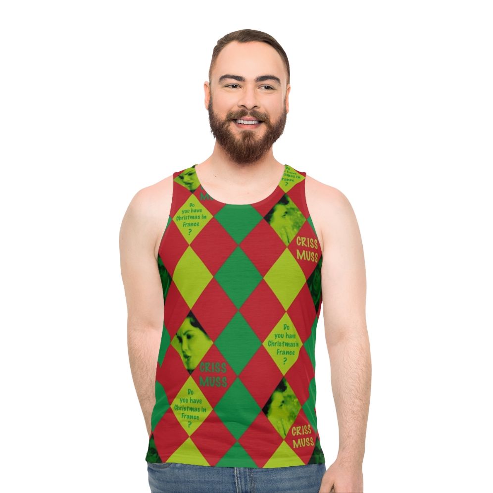 Criss cross unisex 80s movie tank top