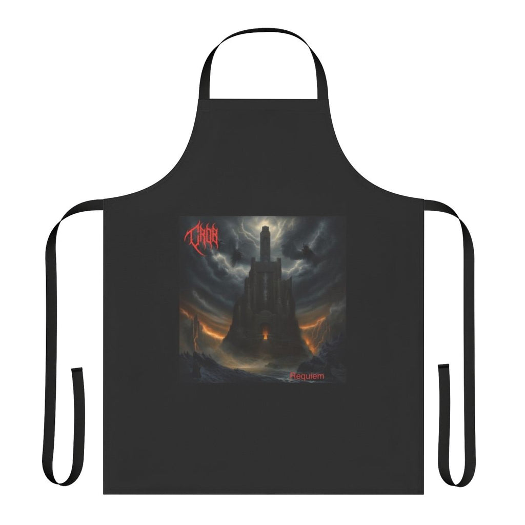 Crob Requiem death metal band logo printed on a black apron