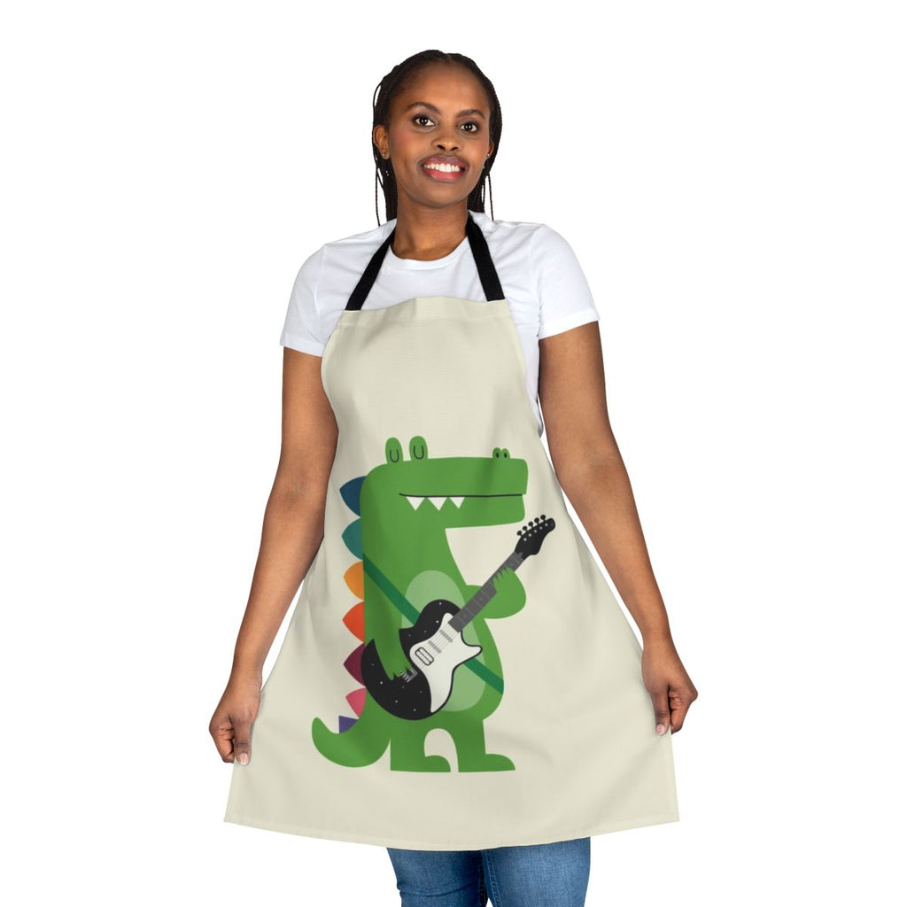 Croco Rock themed apron with a colorful, punk rock inspired crocodile or alligator print design.