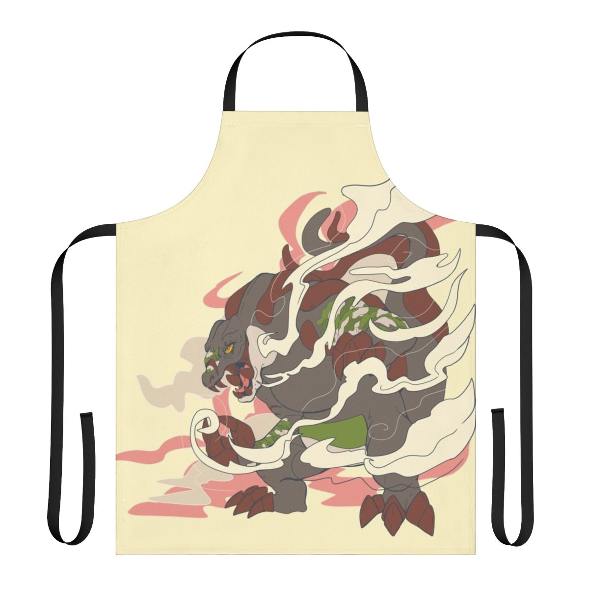 Crocarnage-inspired apron featuring a ferocious crocodile monster design