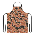 Graphic collage design of crying Kim Kardashian on a white apron