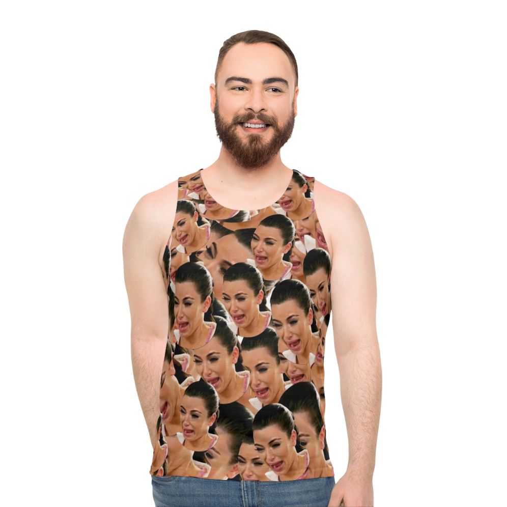 Crying Kim Kardashian meme unisex tank top