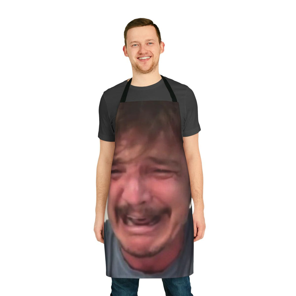 Apron featuring a crying meme image of actor Pedro Pascal