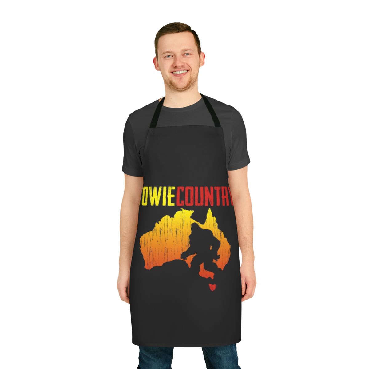 Apron featuring a Yowie, a cryptid from Australian folklore