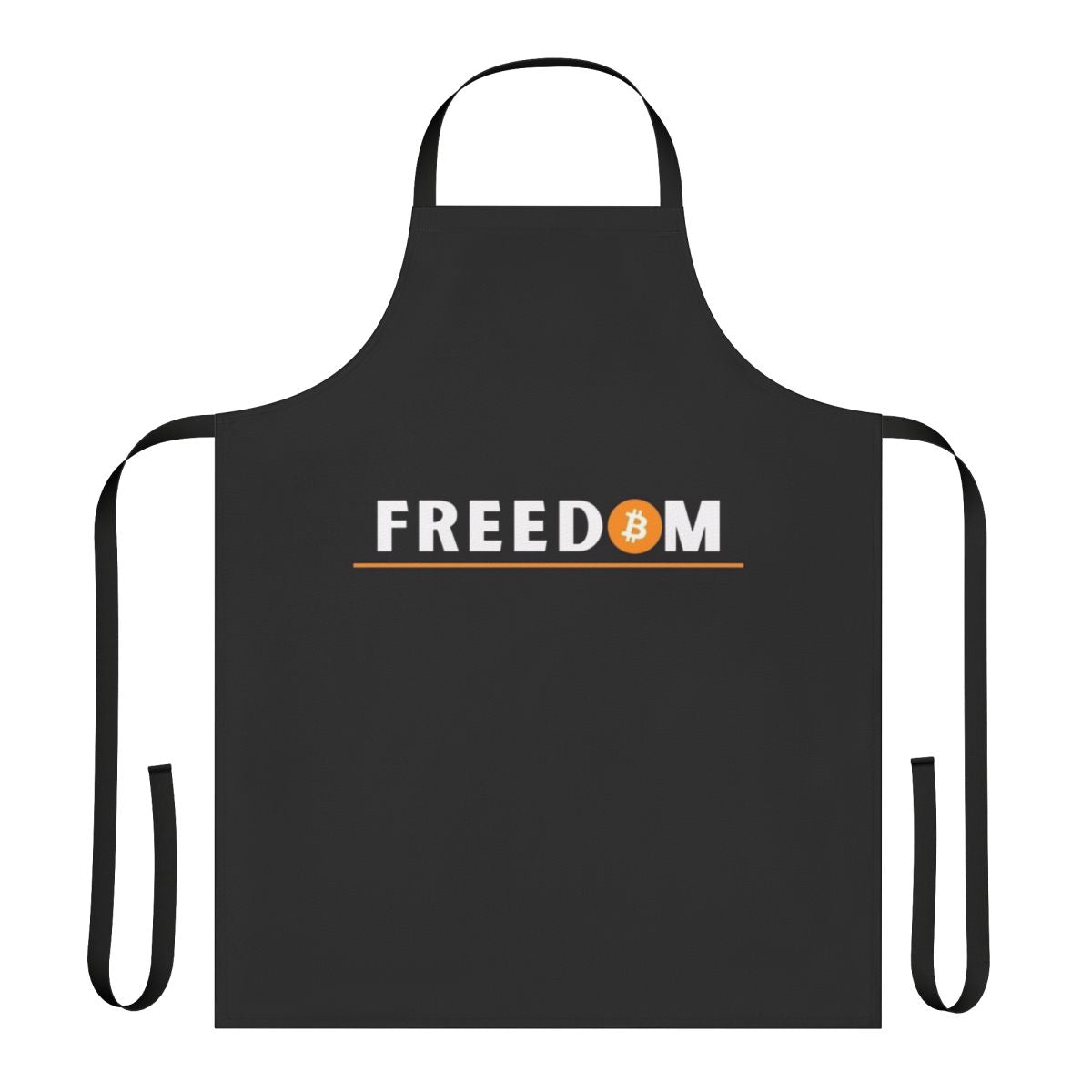 Cryptocurrency-themed apron with Bitcoin and blockchain symbols