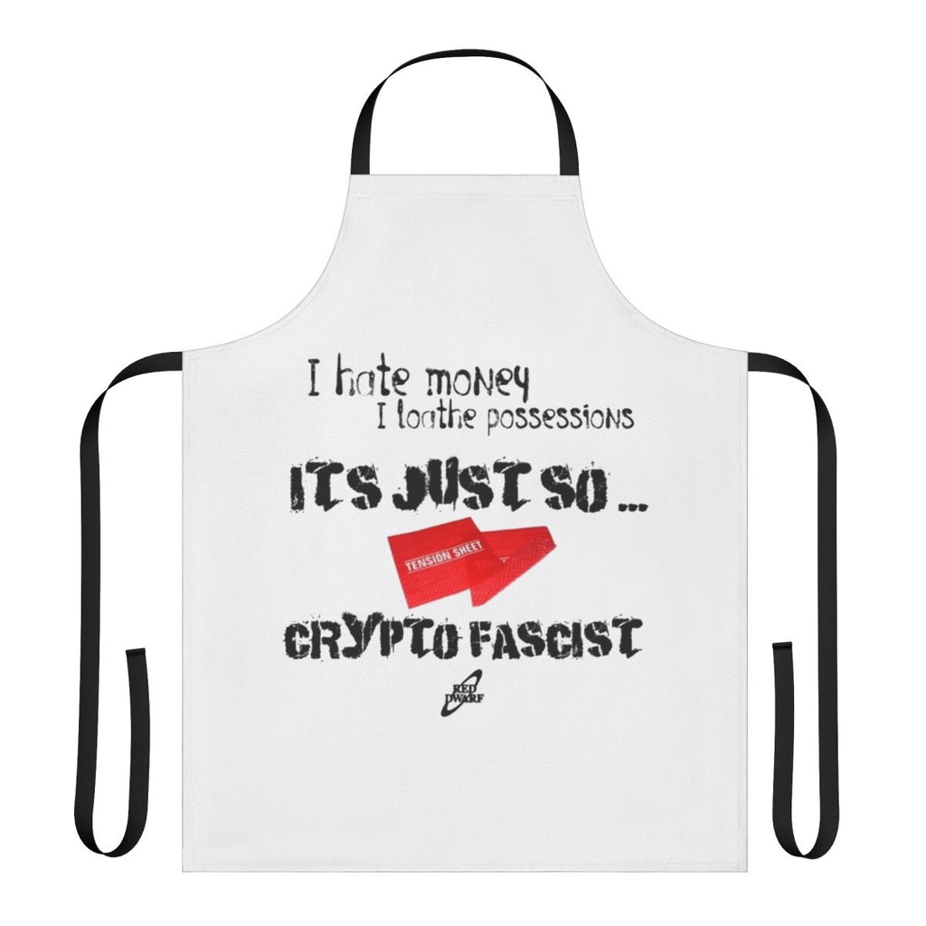 Crypto fascist-themed apron with references to the TV show Red Dwarf