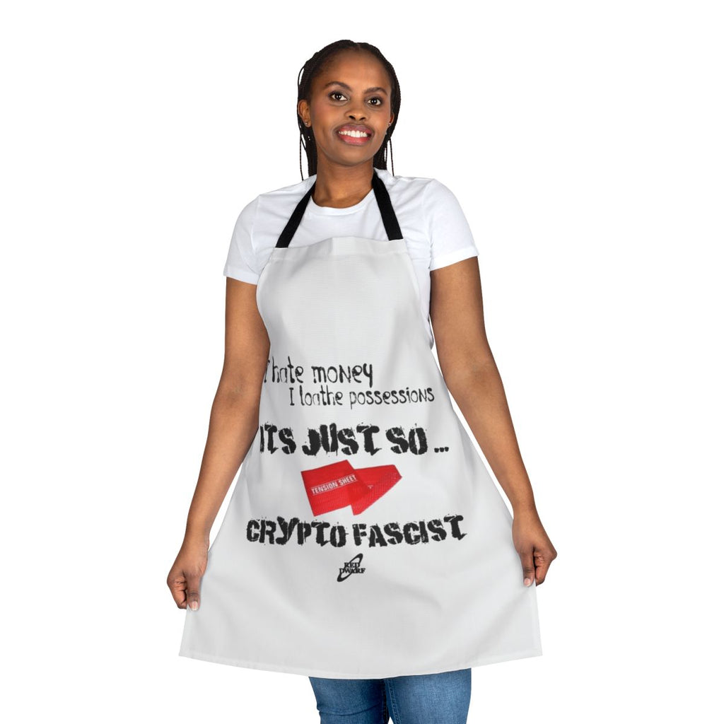 Crypto fascist-themed apron with references to the TV show Red Dwarf