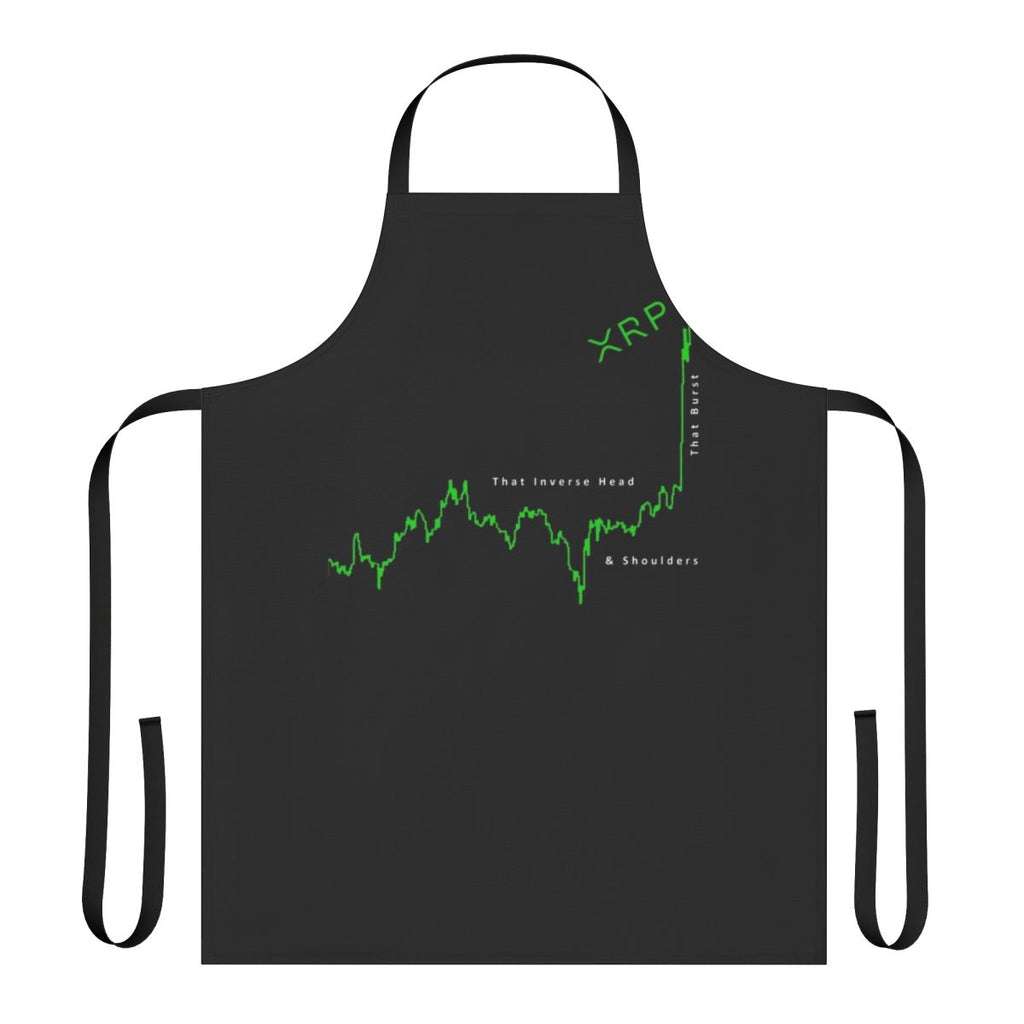 Stylish apron featuring the XRP cryptocurrency logo and head and shoulders chart design