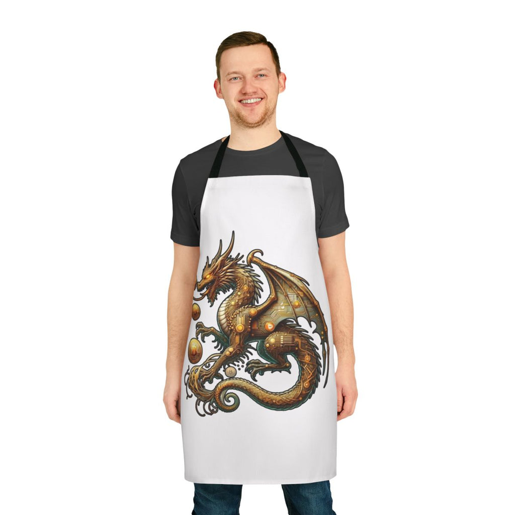 Stylish apron featuring a detailed dragon design, perfect for cryptocurrency enthusiasts.
