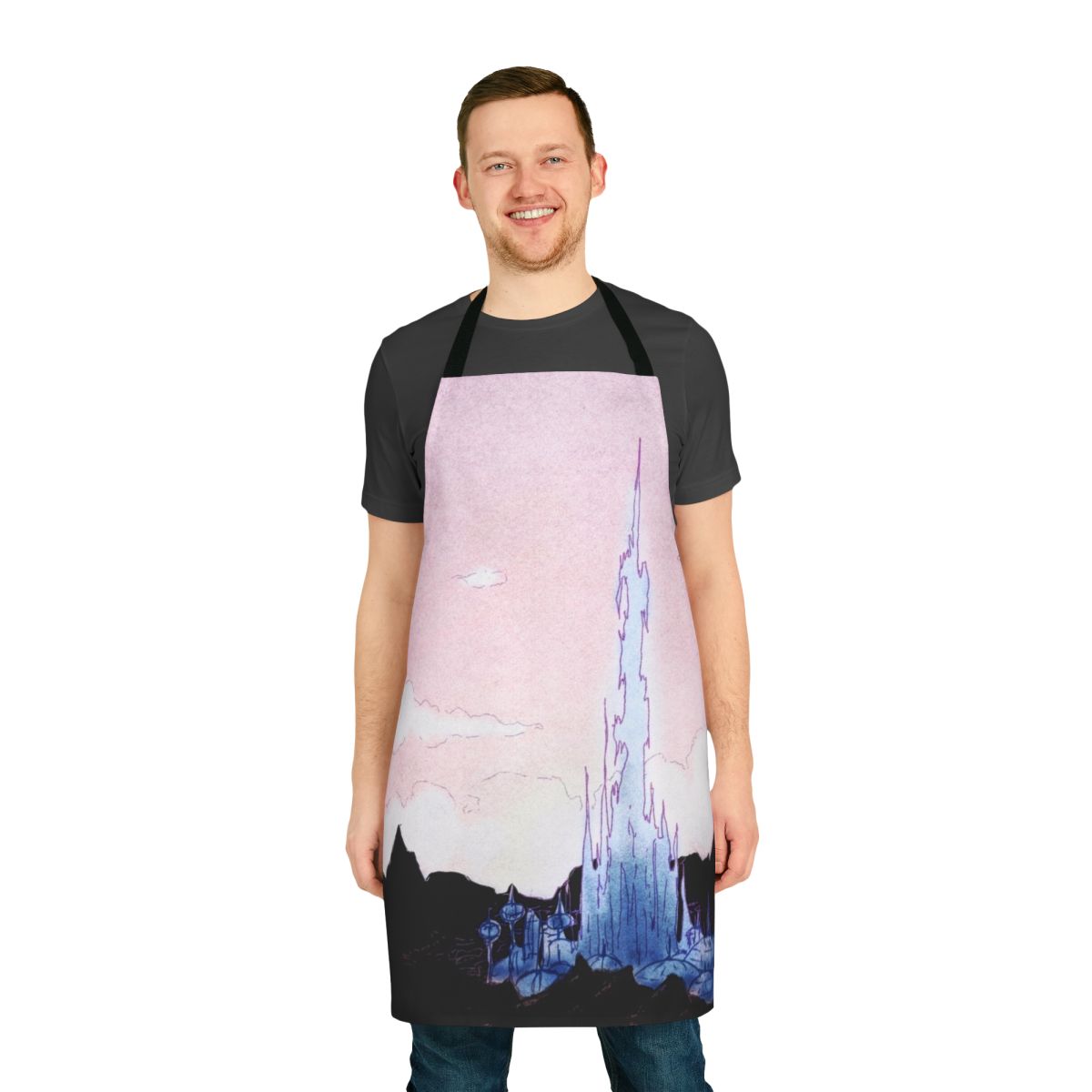 Vibrant apron featuring the iconic Crystarium design from Final Fantasy XIV: Shadowbringers