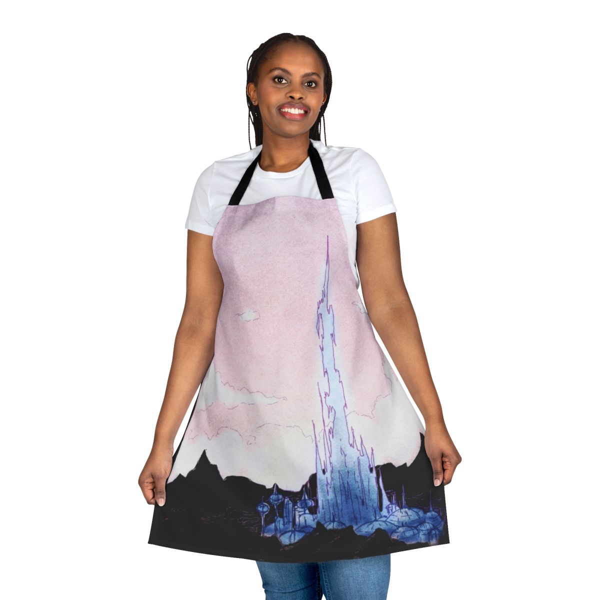 Vibrant apron featuring the iconic Crystarium design from Final Fantasy XIV: Shadowbringers