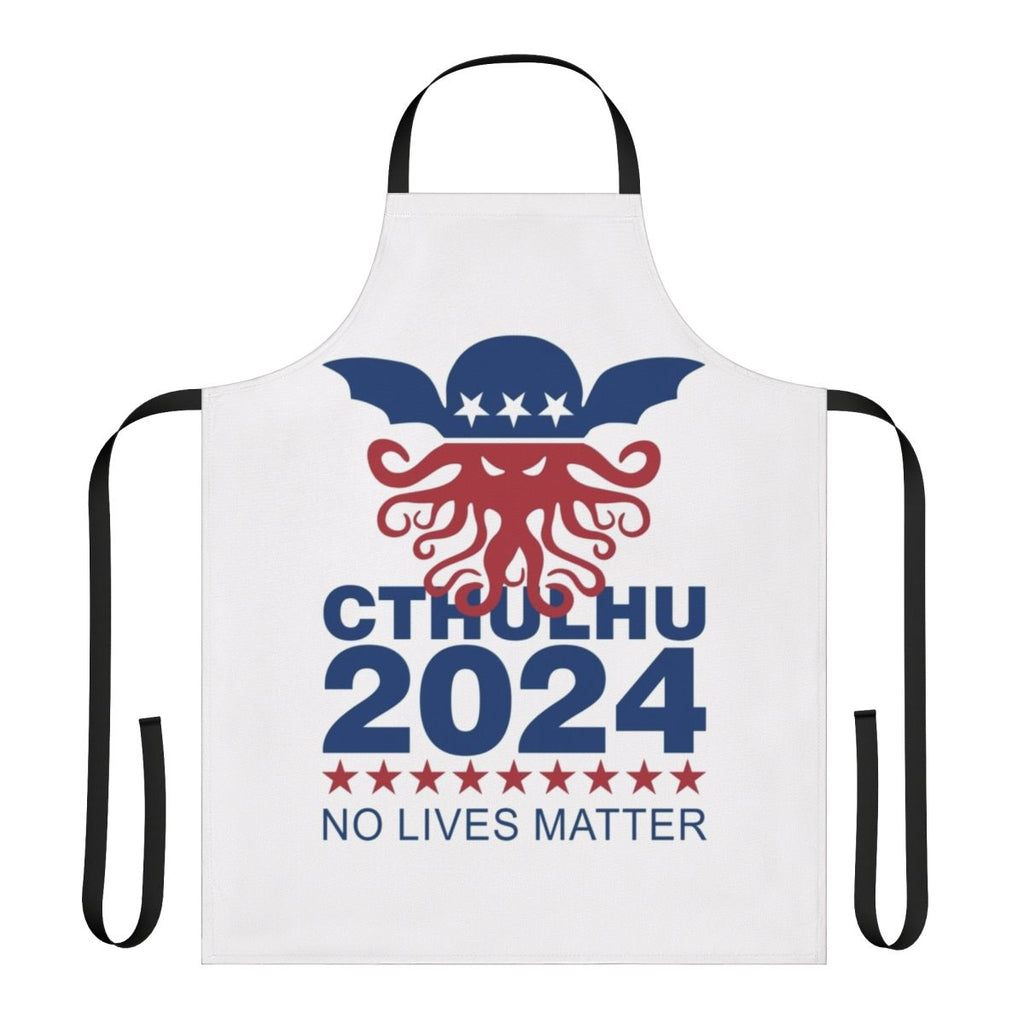 Cthulhu 2024 Apron with "No Lives Matter" text and Lovecraftian horror design
