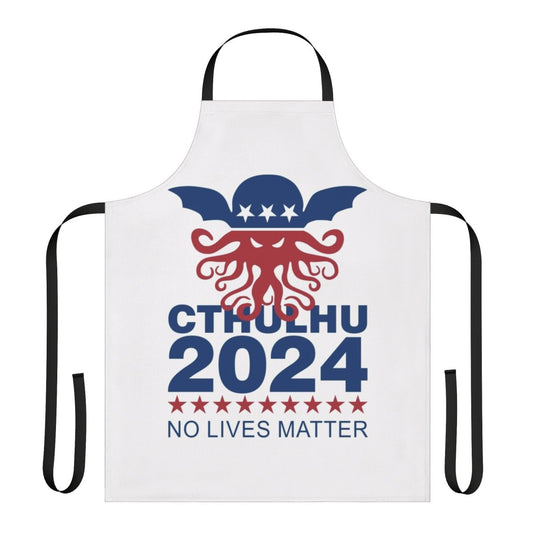 Cthulhu 2024 Apron with "No Lives Matter" text and Lovecraftian horror design