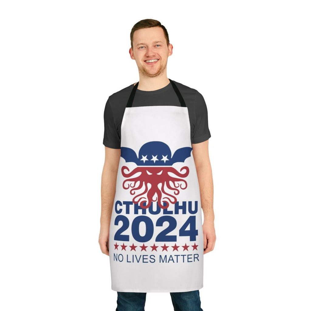 Cthulhu 2024 Apron with "No Lives Matter" text and Lovecraftian horror design