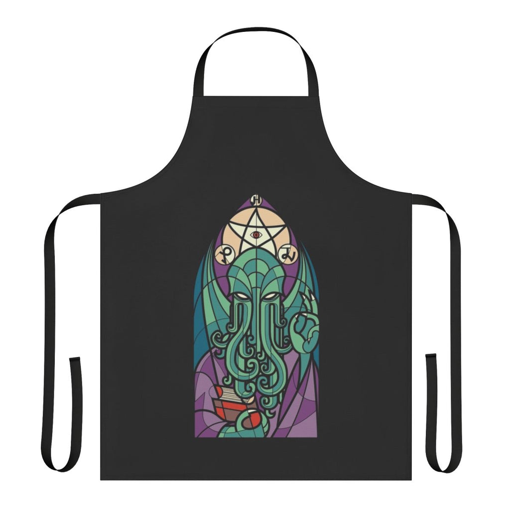 Cthulhu inspired apron with green tentacles and primordial god design