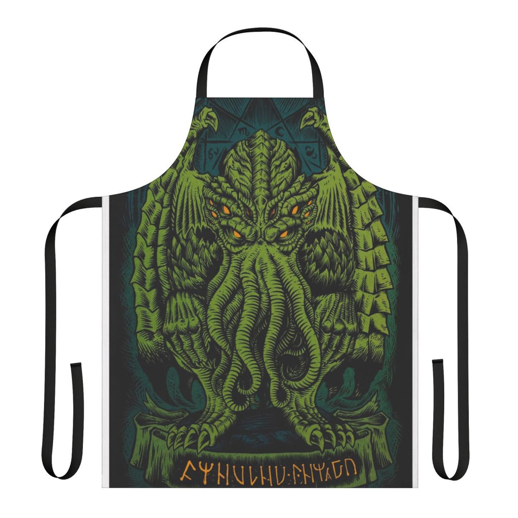 An apron featuring the sleeping Cthulhu, the cosmic horror from H.P. Lovecraft's Cthulhu Mythos