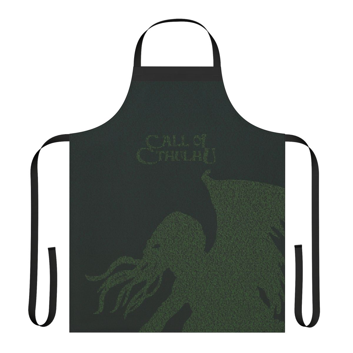 Cthulhu-themed apron with horror text and imagery