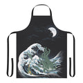 Apron featuring a Cthulhu-inspired Japanese wave design with tentacles, inspired by H.P. Lovecraft's Necronomicon and Hokusai's 'Great Wave' artwork.