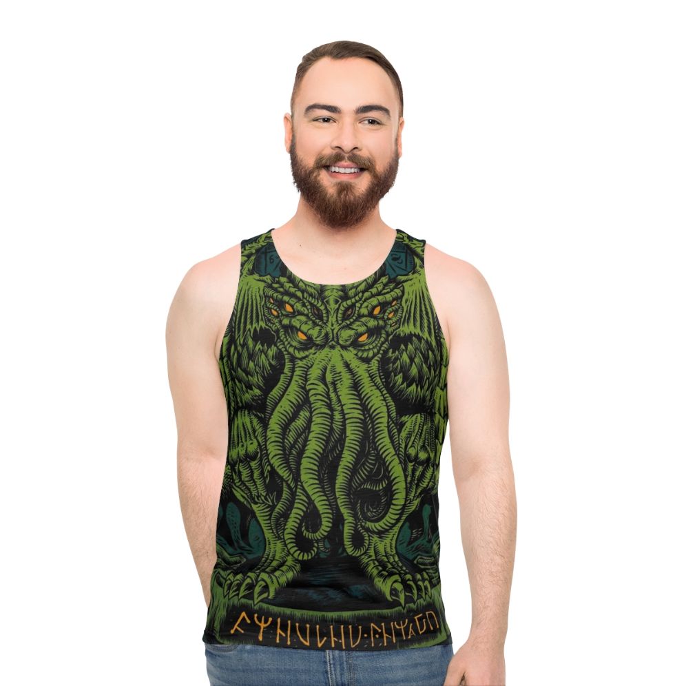 Unisex Tank Top with Cthulhu and Lovecraft Inspired Design