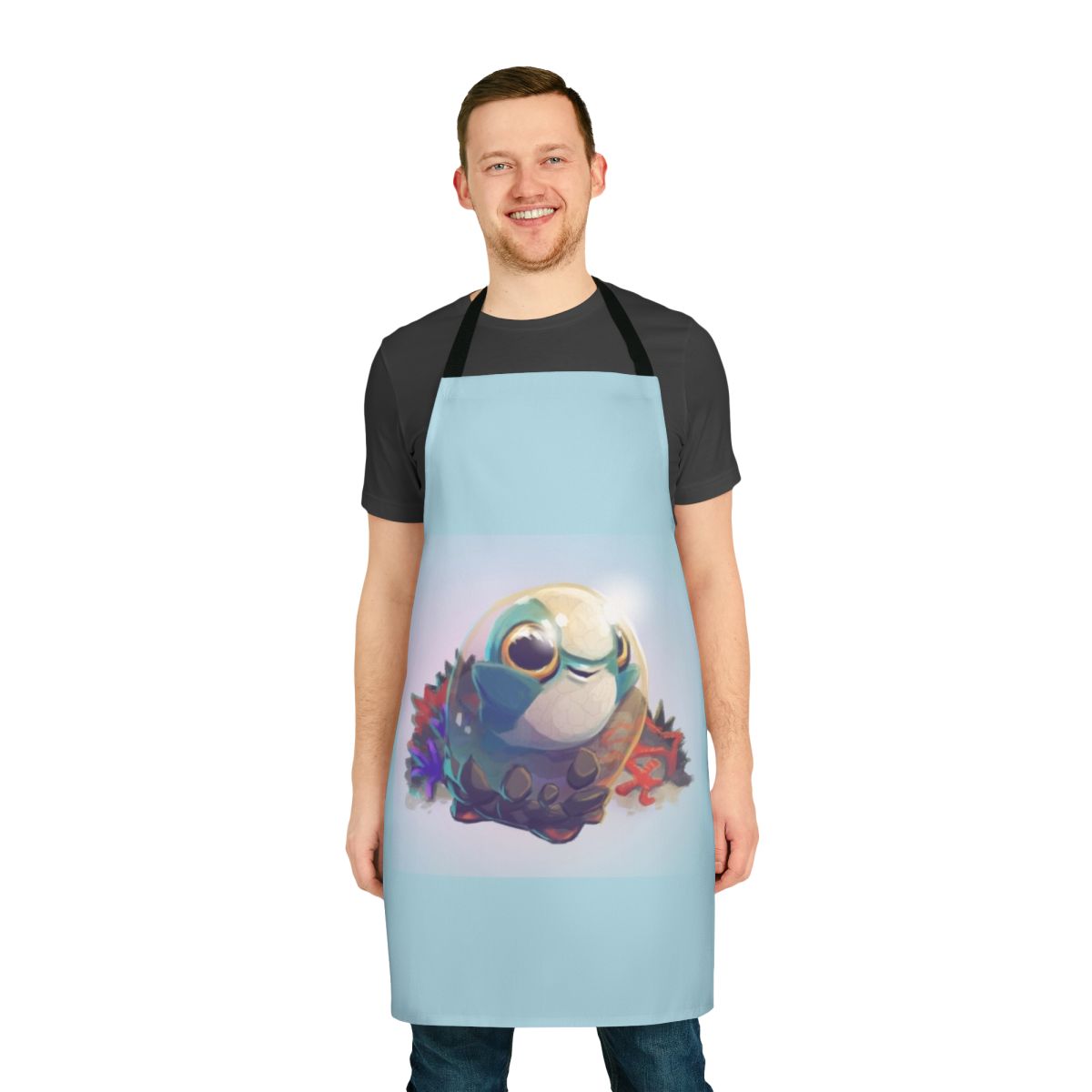 Cuddlefish-themed apron featuring a cute baby monster design inspired by the video game Subnautica