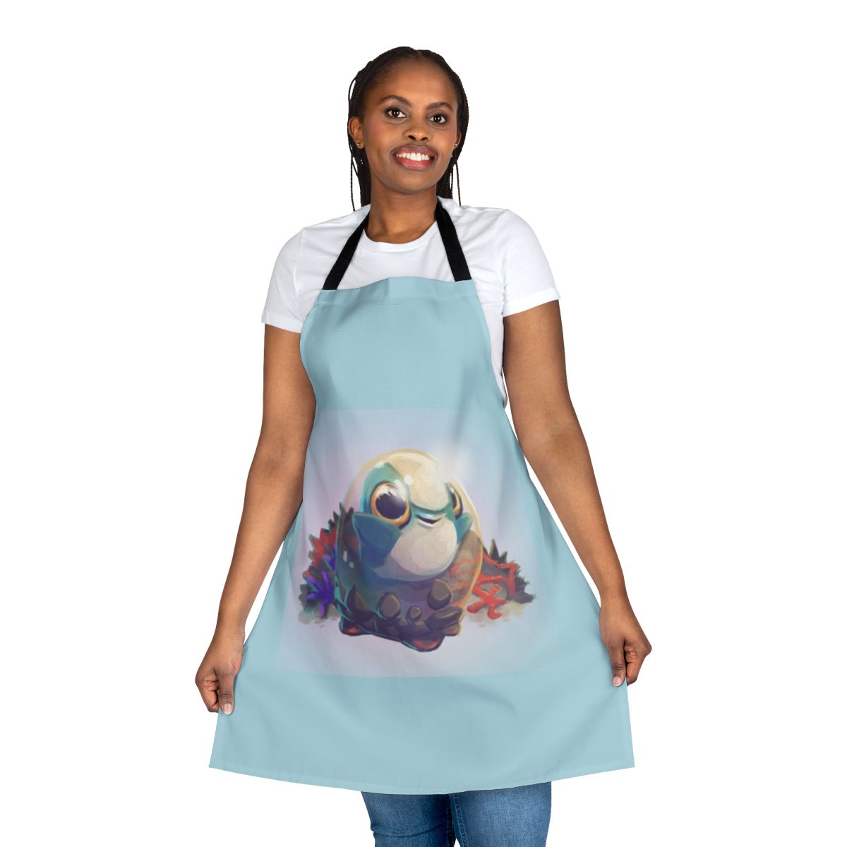 Cuddlefish-themed apron featuring a cute baby monster design inspired by the video game Subnautica