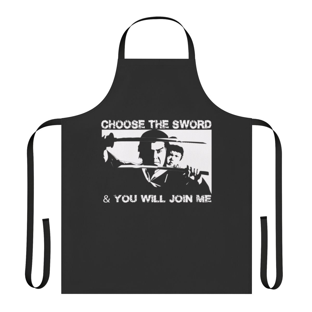 Lone Wolf and Cub Shogun Assassin themed apron with Japanese samurai and ninja imagery