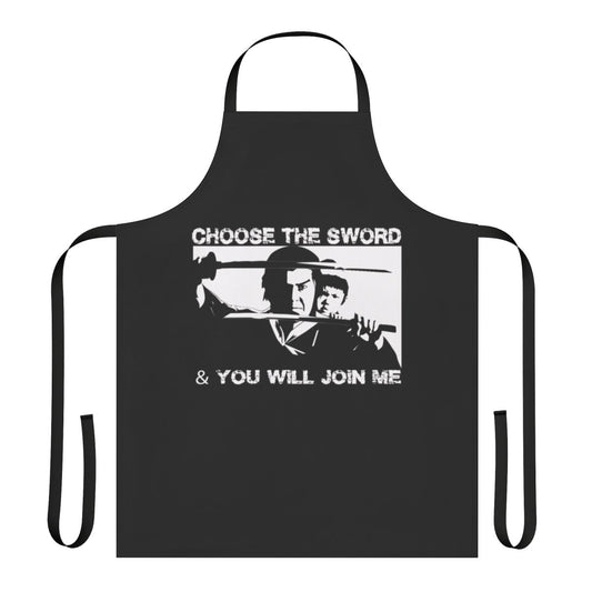 Lone Wolf and Cub Shogun Assassin themed apron with Japanese samurai and ninja imagery