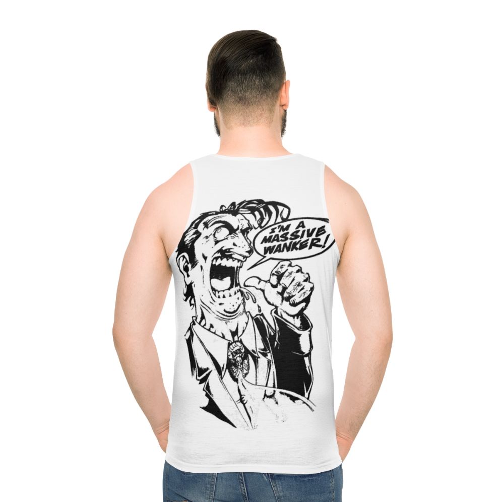Unisex tank top with a dark humor design inspired by cult classic sci-fi movies and retro gaming