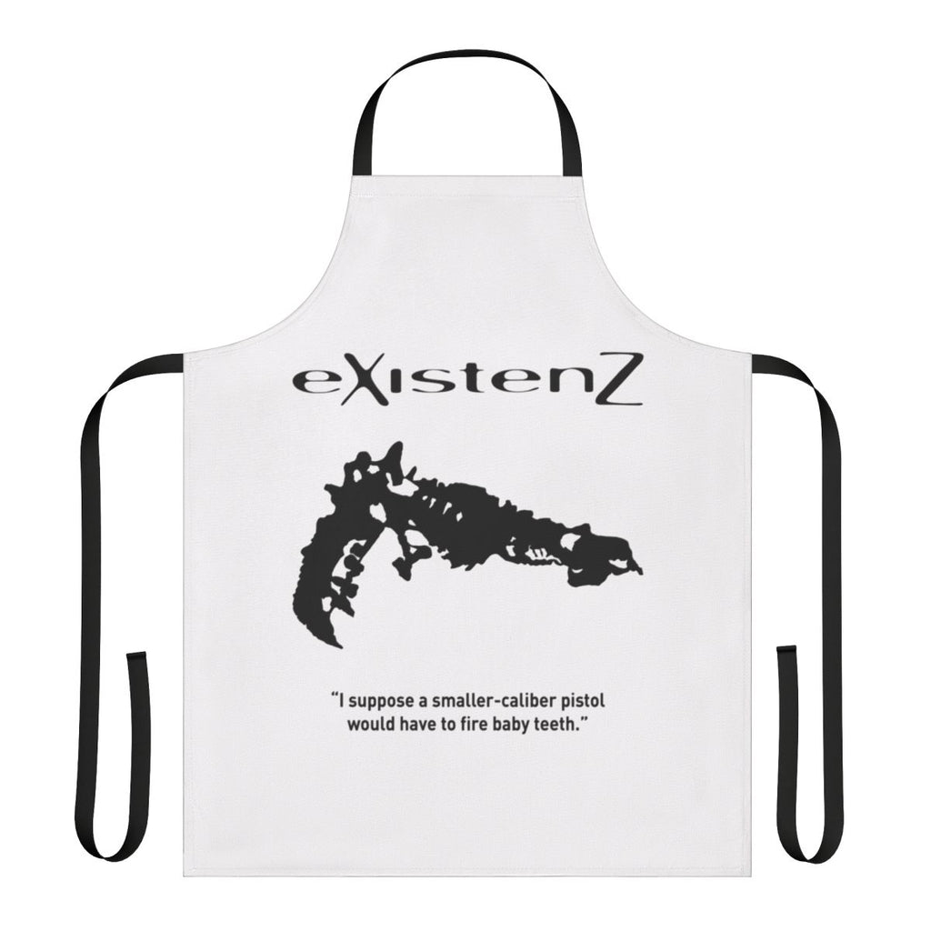 Apron featuring a graphic inspired by the 1999 cult film "Existenz" directed by David Cronenberg