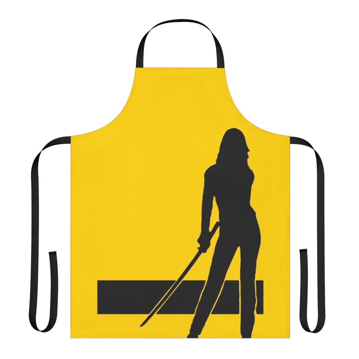 Silhouette bride design on a vintage-style apron for cult film fans