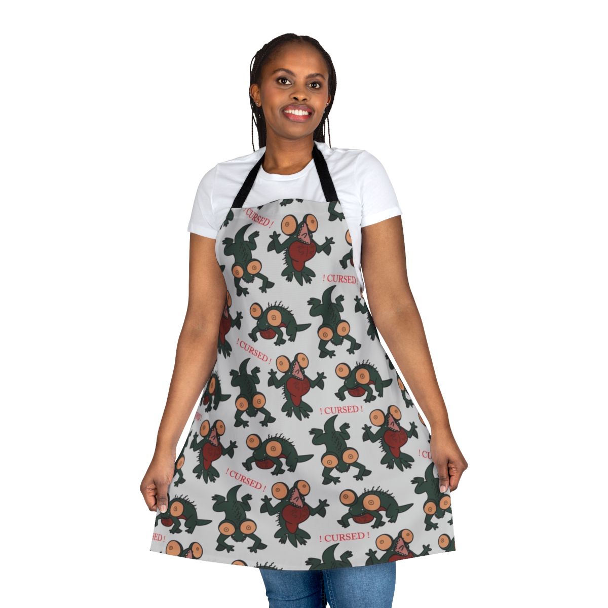 A dark and ominous apron featuring a basilisk, a cursed creature from the Dark Souls video game series.