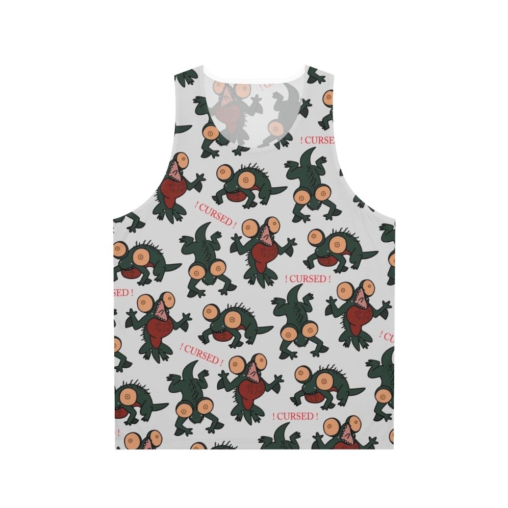 Unisex dark fantasy video game tank top with basilisk curse design