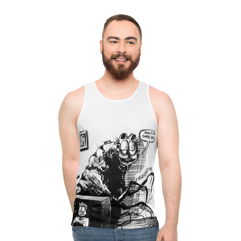 Cursed Garfield and Jon Unisex Tank Top