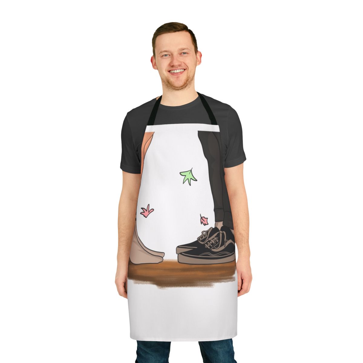 Heartstopper-inspired apron featuring the characters Nick Nelson and Charlie Spring