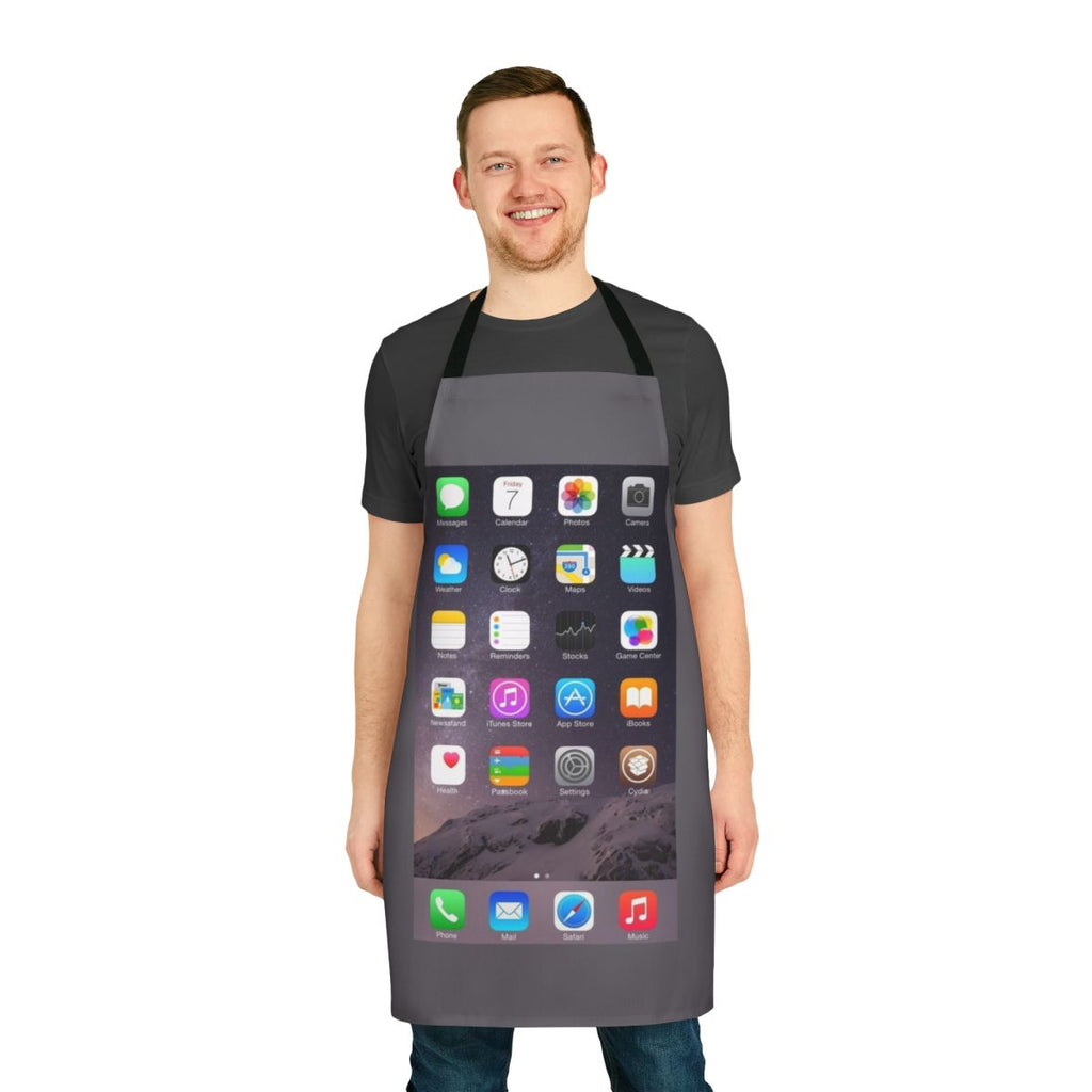 Stylish apron featuring a custom iPhone homescreen design
