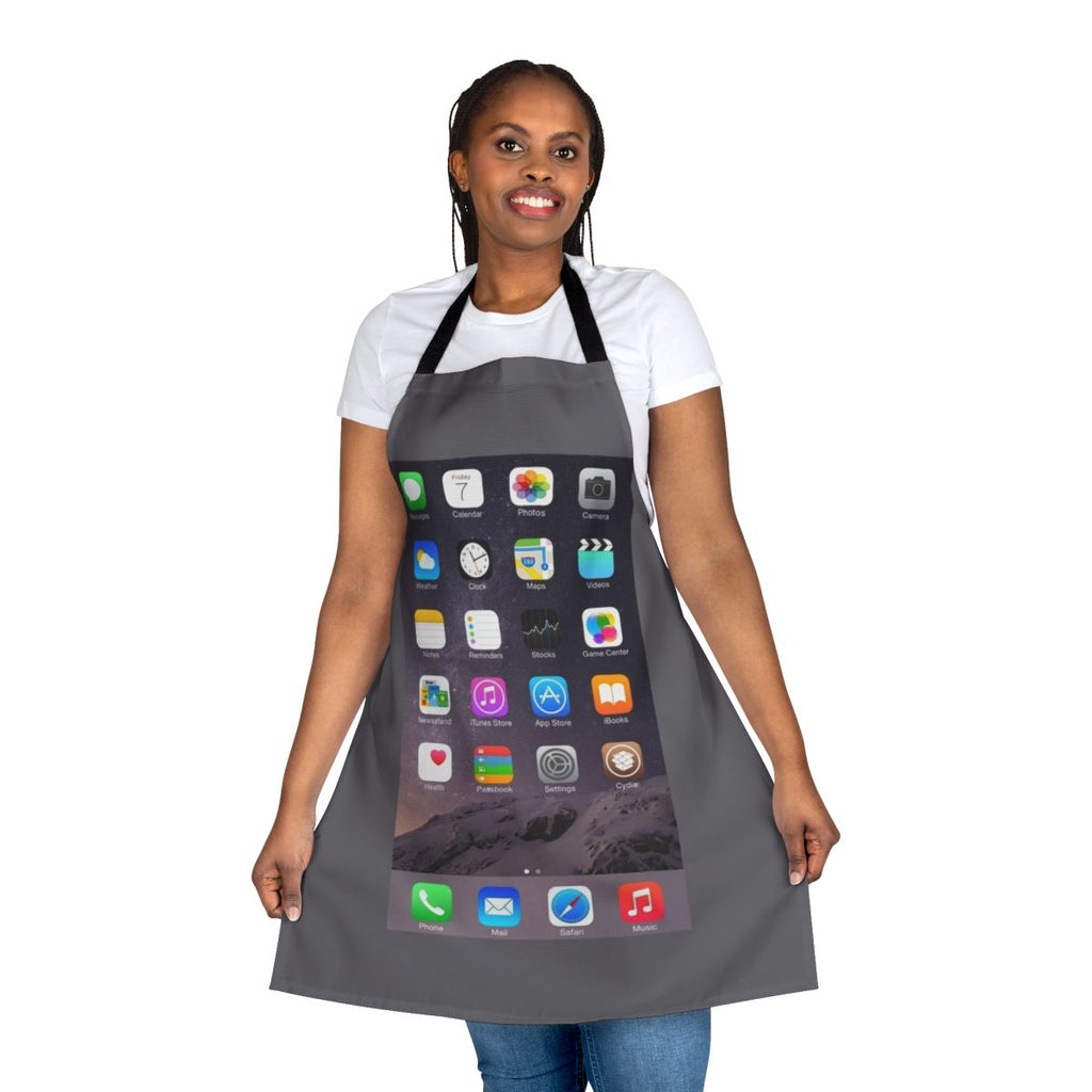 Stylish apron featuring a custom iPhone homescreen design