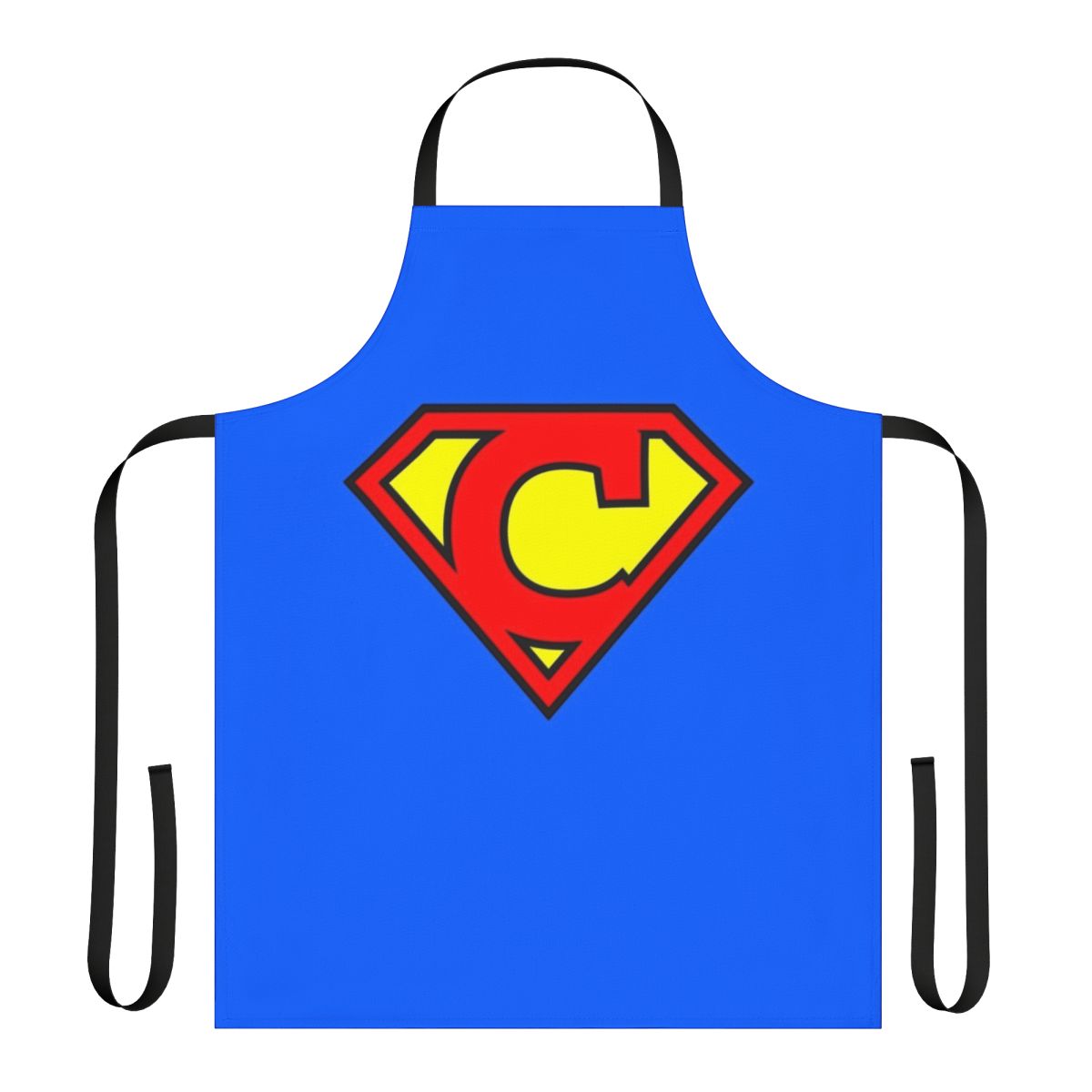Custom apron featuring the letter C in a super hero design