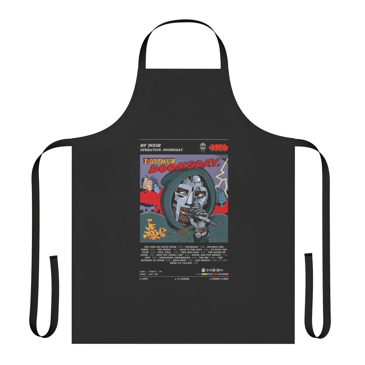 Mf doom inspired apron with operation doomsday album artwork