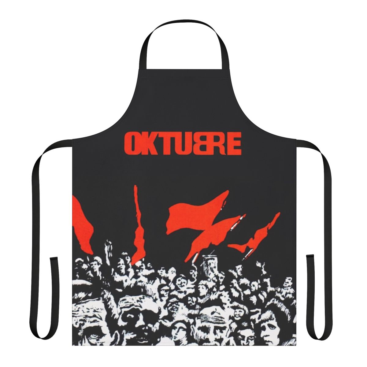 "Custom apron featuring the Oktubre logo and imagery inspired by the iconic Argentine rock band"