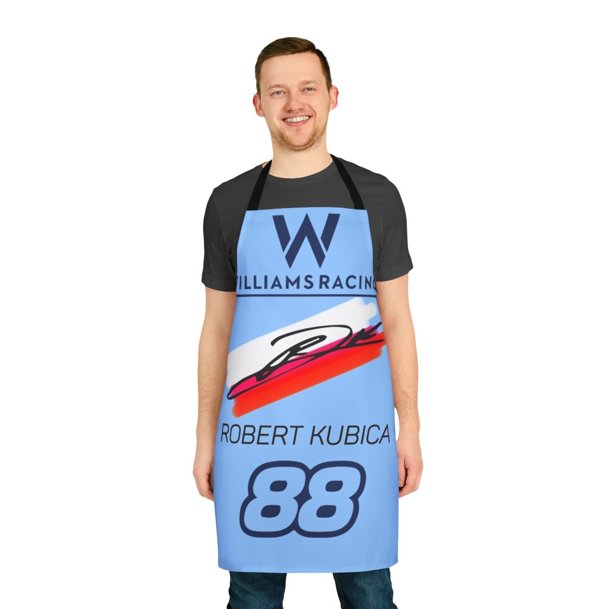 Custom Robert Kubica inspired apron with motorsports design