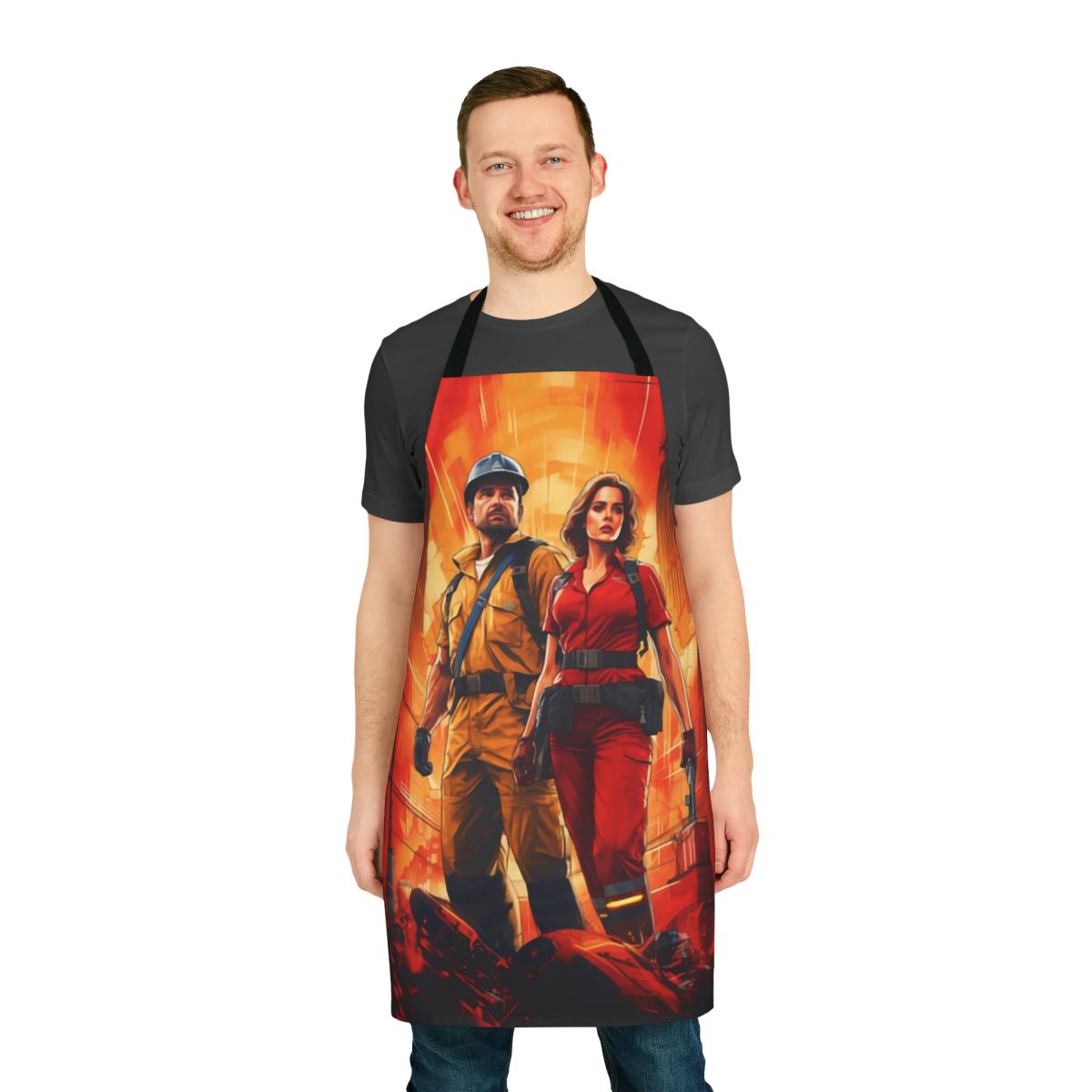 Stranger Things style poster design printed on a high-quality kitchen apron
