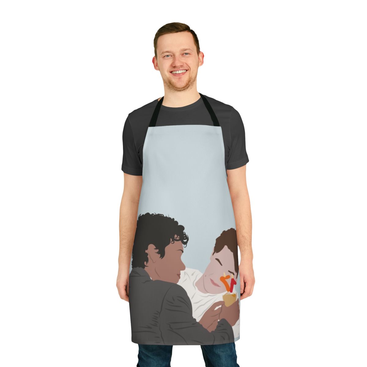 Custom Young Royals-inspired apron featuring line art of Prince Wilhelm and Simon Eriksson