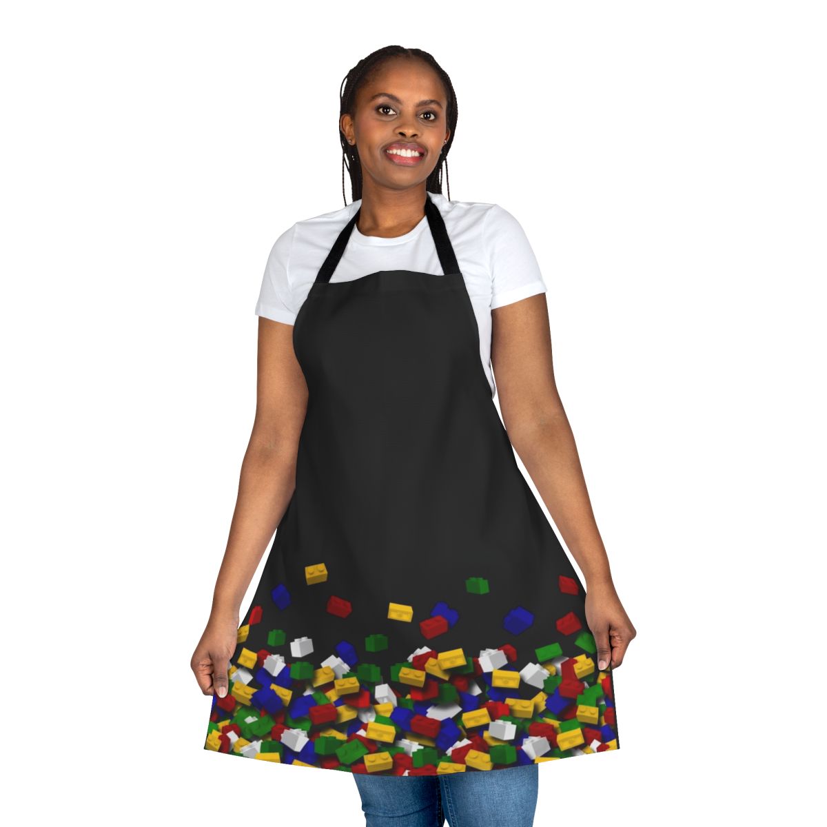 Customizable brick art apron featuring Lego-inspired design