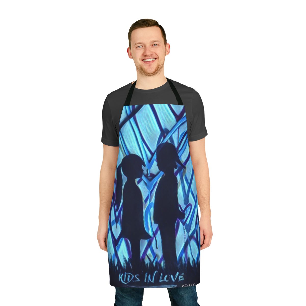 Customizable apron featuring a music festival theme for kids
