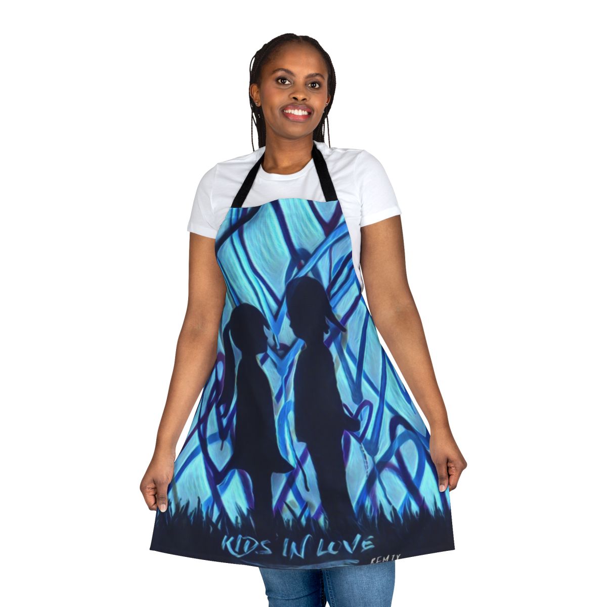 Customizable apron featuring a music festival theme for kids
