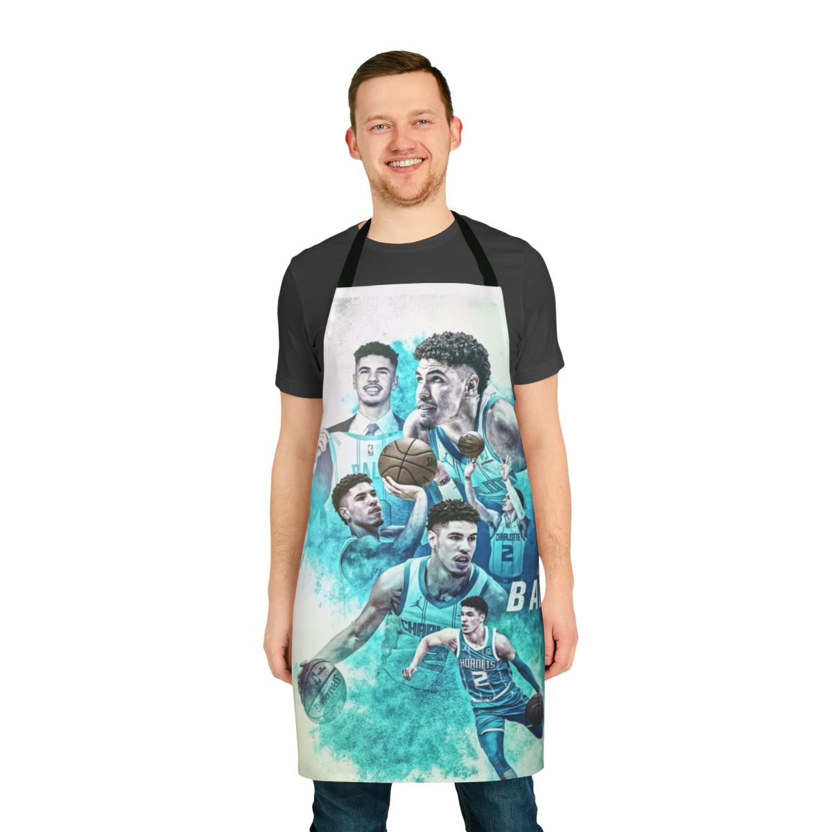 Vibrant Lamelo Ball-themed apron with basketball graphics and design