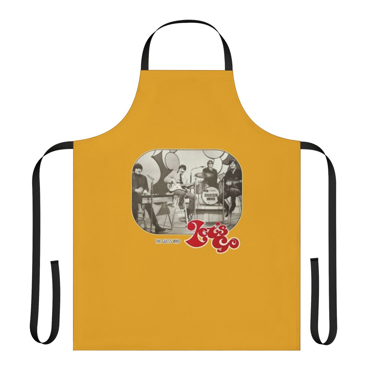 Customizable music-themed apron with The Guess Who-inspired design