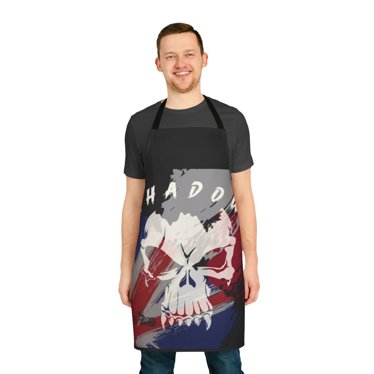 Stylish skull-themed apron for motorcycle riders and enthusiasts