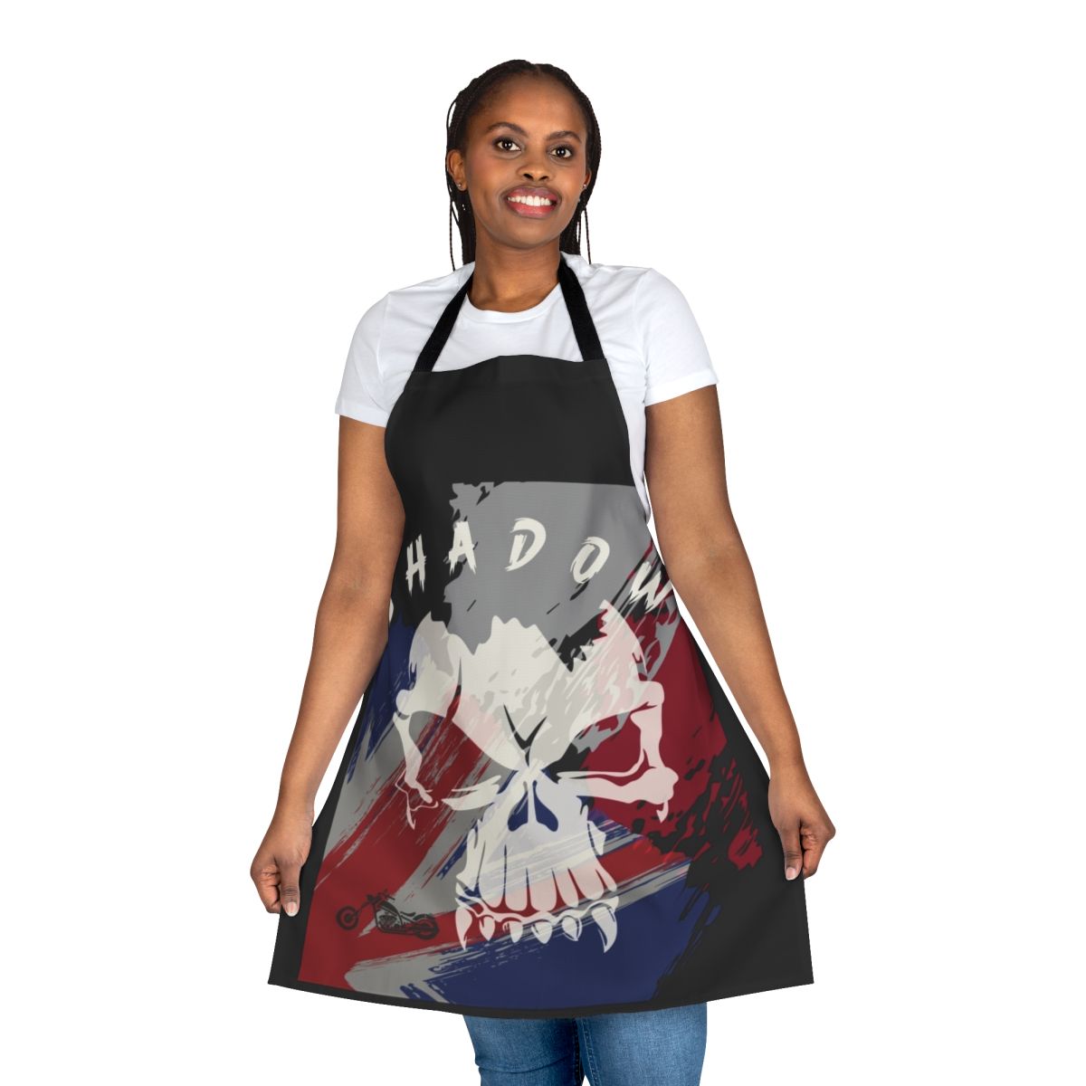 Stylish skull-themed apron for motorcycle riders and enthusiasts