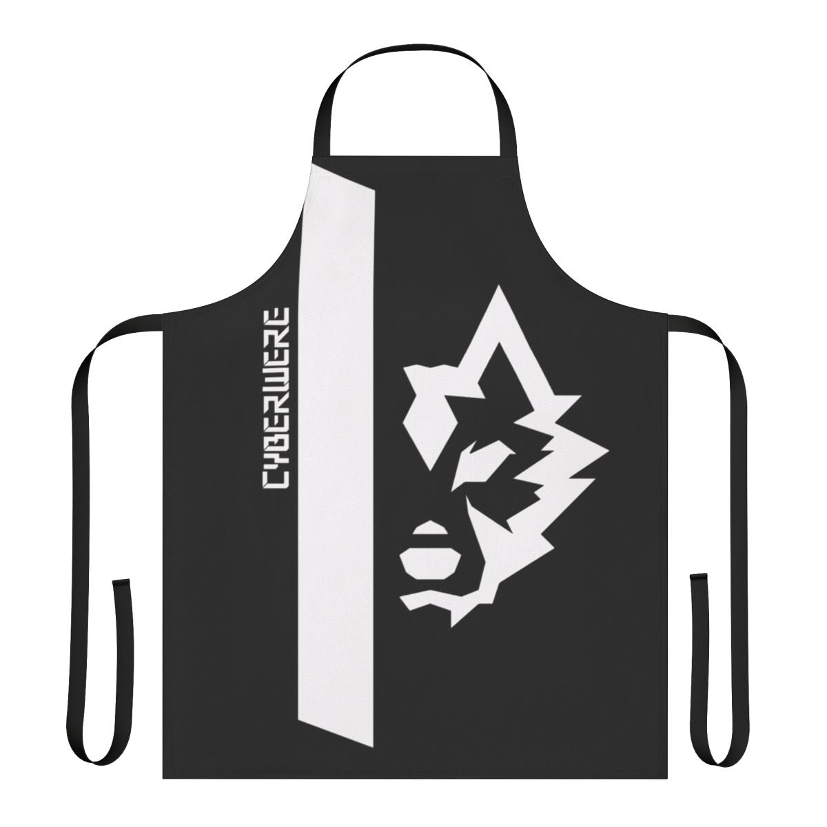White shirt apron with cyberwear-inspired graphic design, suitable for furry and VR chat communities